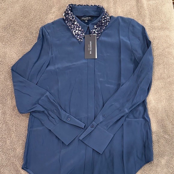 Lafayette 148 New York Tops - Lafayette 148 New York Midnight Blue Sequin Top